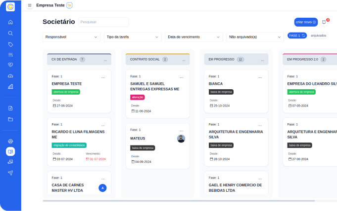 print da tela home do sistema G Client, contendo informações gráficas.